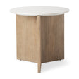 Enzo Marble Tabletop w/ Fluted Light Wood Base Foyer Accent Table by Mercana at Eve Furniture