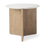 Enzo Marble Tabletop w/ Fluted Light Wood Base Foyer Accent Table by Mercana at Eve Furniture