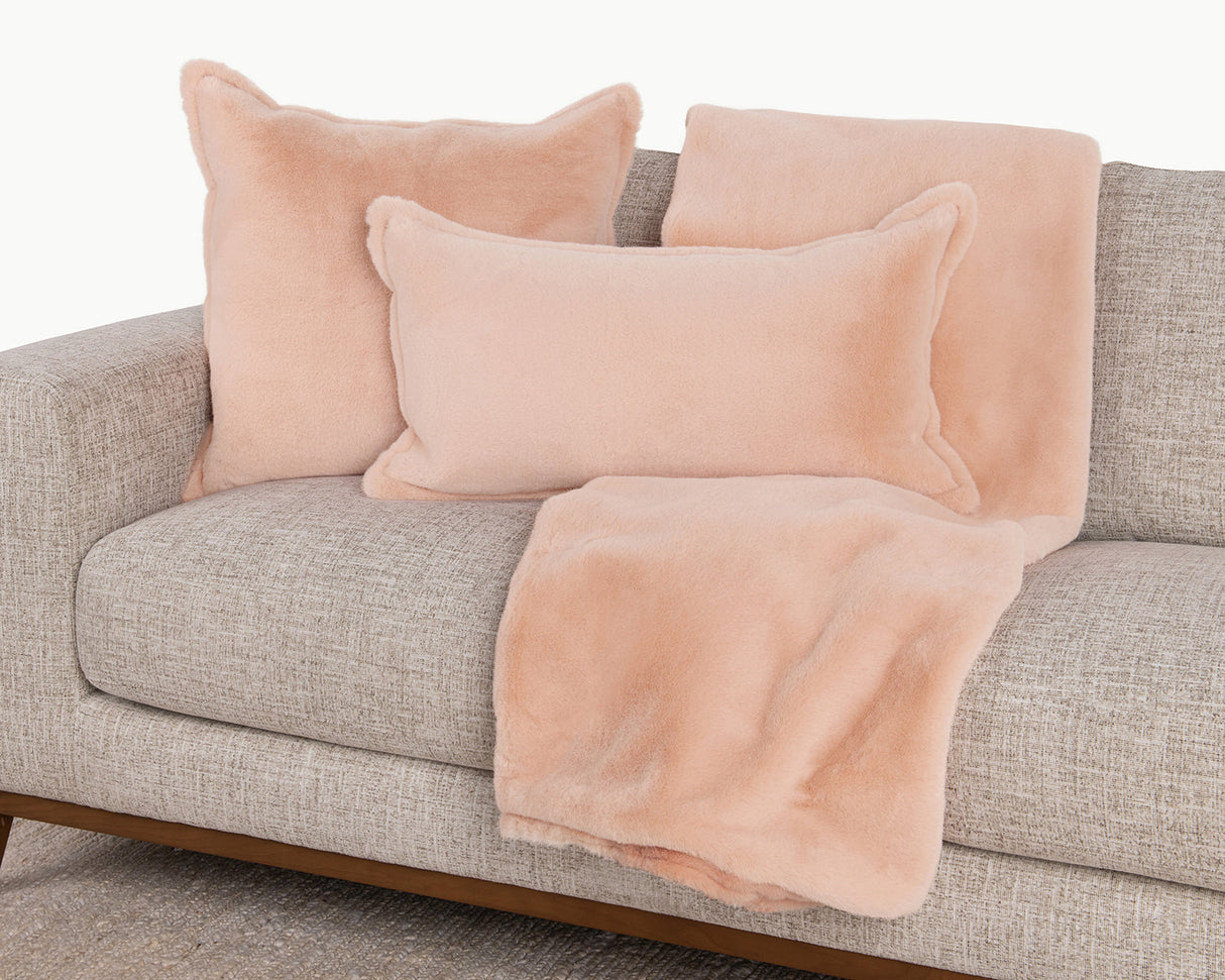 EQ Taiga Peach Faux Fur Multiple Sizes Throw Pillow (Set of 2) by Classic Home at Eve Furniture