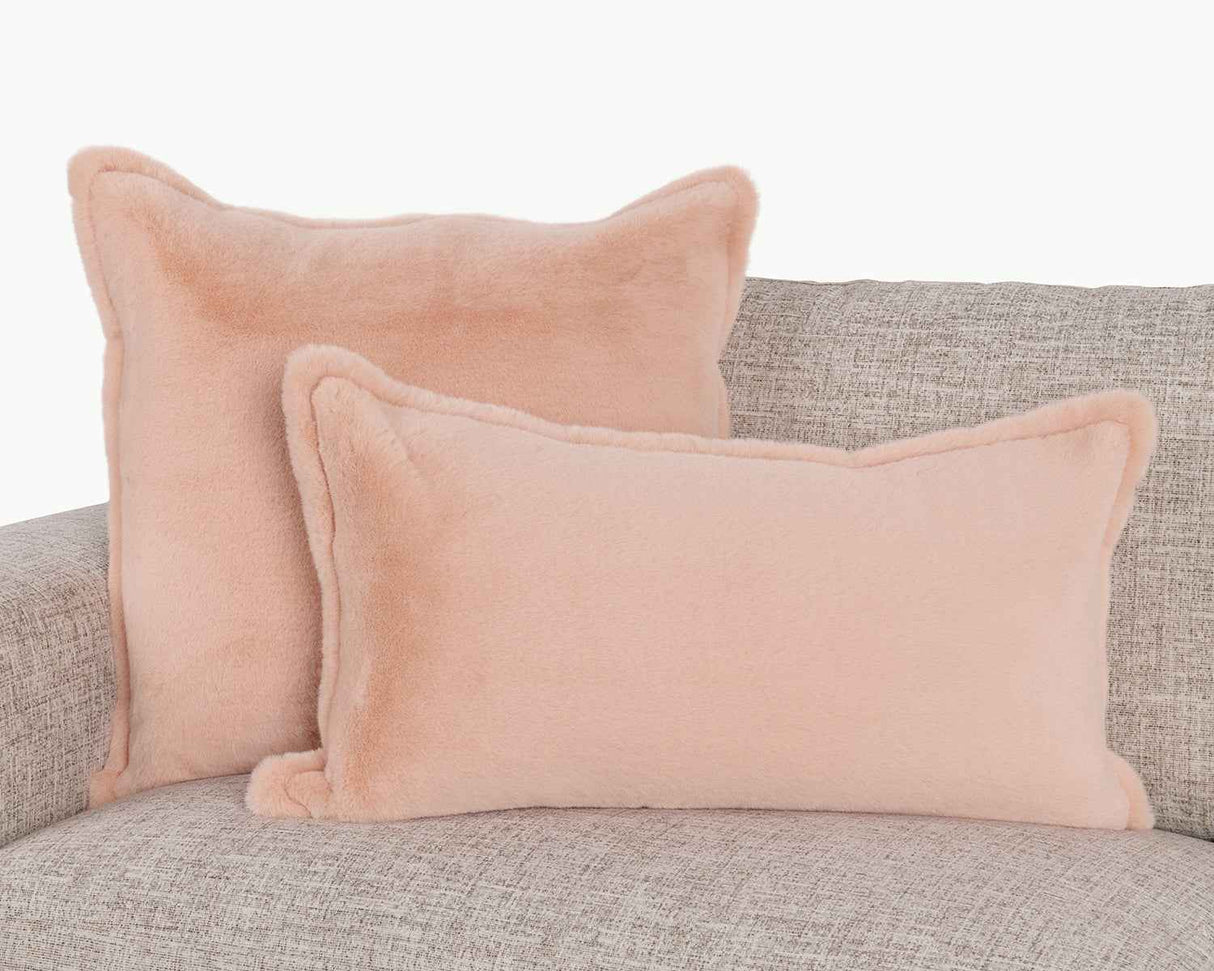 EQ Taiga Peach Faux Fur Multiple Sizes Throw Pillow (Set of 2) by Classic Home at Eve Furniture