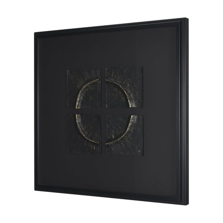 Equal Quadrants Black by Studio M a handmade Original Framed 3D Textured Artwork under Glass by Mercana at Eve Furniture