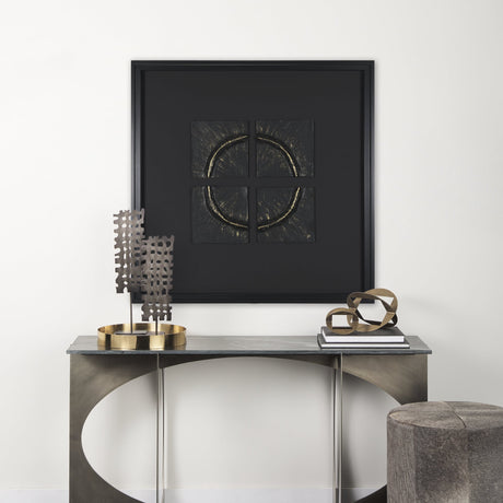 Equal Quadrants Black by Studio M a handmade Original Framed 3D Textured Artwork under Glass by Mercana at Eve Furniture