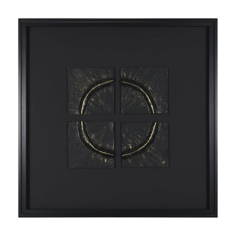 Equal Quadrants Black by Studio M a handmade Original Framed 3D Textured Artwork under Glass by Mercana at Eve Furniture