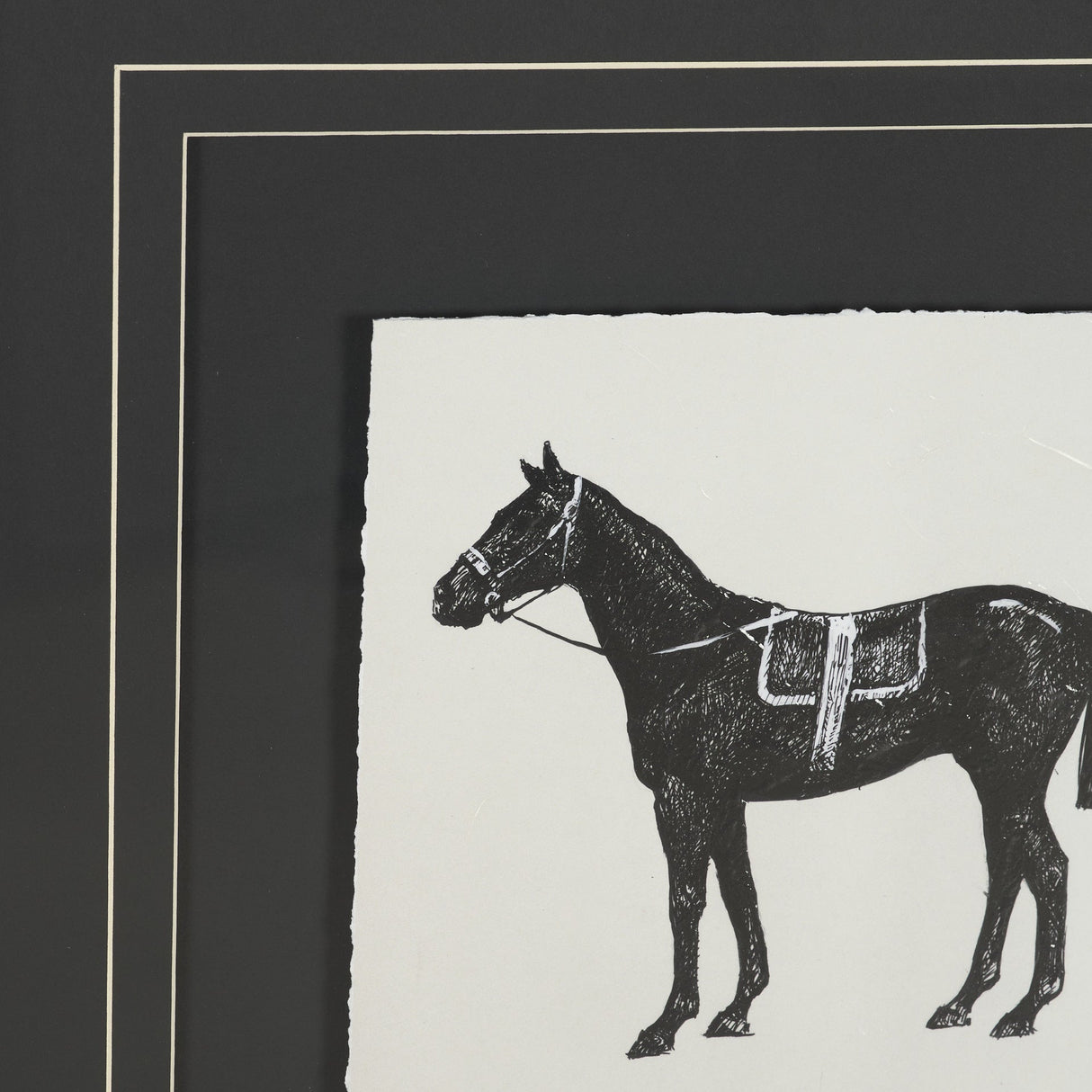 Equestrian Etching I by Mercana Studio Hand-Embellished Textured Framed Artwork Matted under Glass by Mercana at Eve Furniture