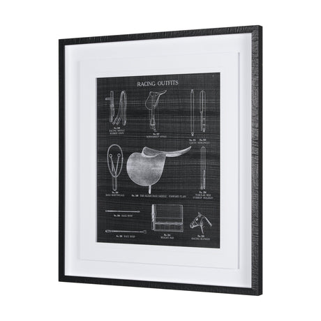 Equestrian Riding III BW by Mercana Studio Hand Embellished Framed Art Print Matted under Glass by Mercana at Eve Furniture