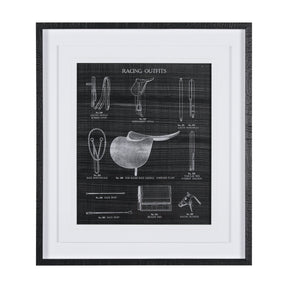Equestrian Riding III BW by Mercana Studio Hand Embellished Framed Art Print Matted under Glass by Mercana at Eve Furniture