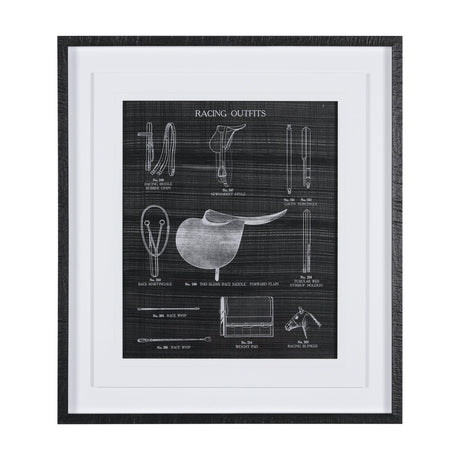Equestrian Riding III BW by Mercana Studio Hand Embellished Framed Art Print Matted under Glass by Mercana at Eve Furniture