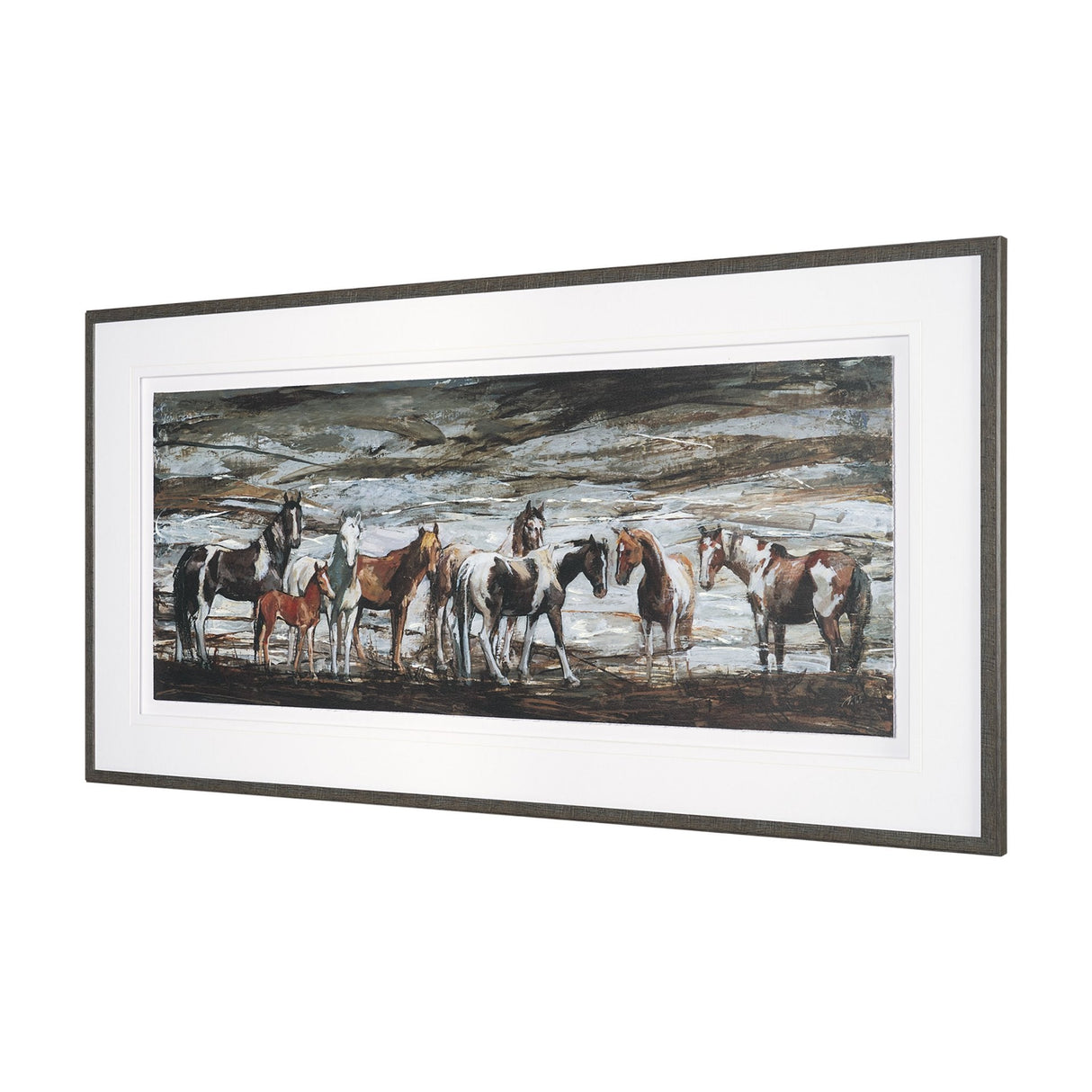 Equine Echoes III by Mercana Studio Hand Embelished Textured Framed Artwork Matted under Glass by Mercana at Eve Furniture