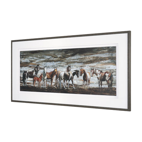 Equine Echoes III by Mercana Studio Hand Embelished Textured Framed Artwork Matted under Glass by Mercana at Eve Furniture