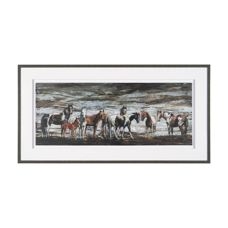Equine Echoes III by Mercana Studio Hand Embelished Textured Framed Artwork Matted under Glass by Mercana at Eve Furniture