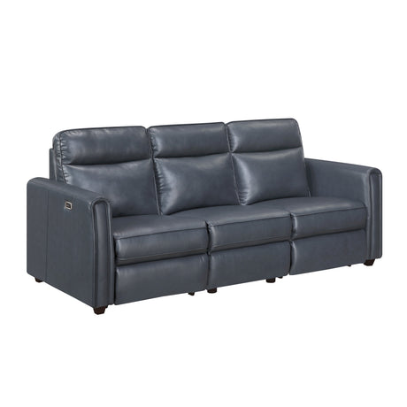 Equinox Navy Power Double Reclining Love Seat with Curved Track Arms by Homelegance at Eve Furniture