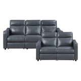 Equinox Navy Power Double Reclining Set (Sofa & Loveseat)