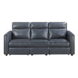 Equinox Navy Power Double Reclining Sofa with Rounded Track Arms