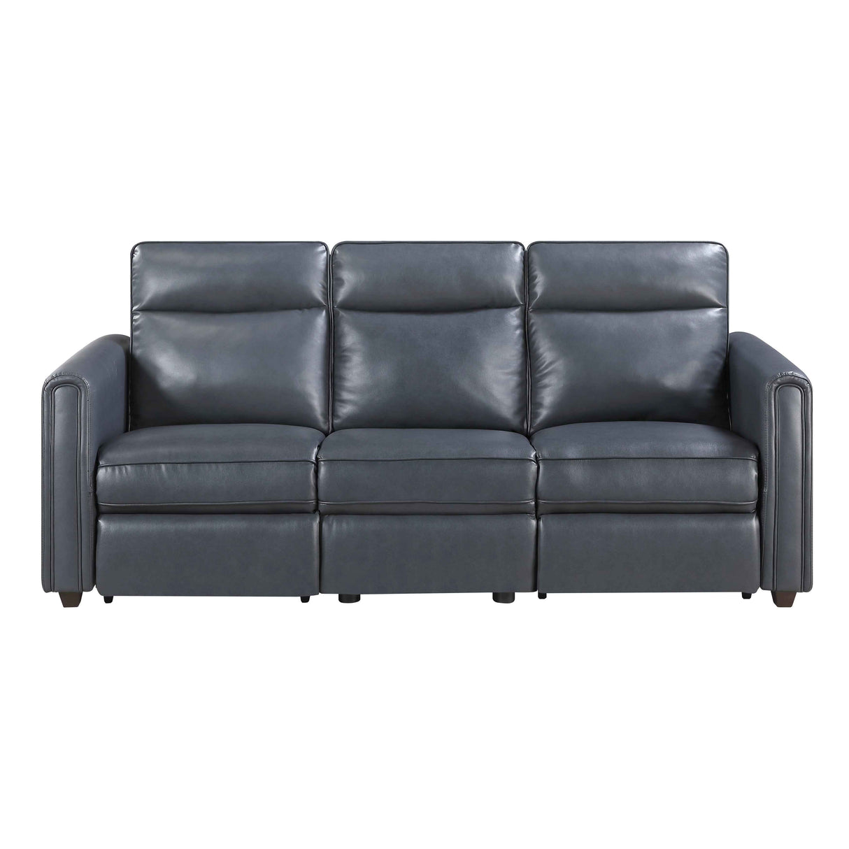 Equinox Navy Power Double Reclining Sofa with Rounded Track Arms