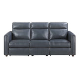 Equinox Navy Power Double Reclining Sofa with Rounded Track Arms