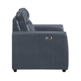 Equinox Navy Rounded Track Arms Power Reclining Living Room Set by Homelegance at Eve Furniture