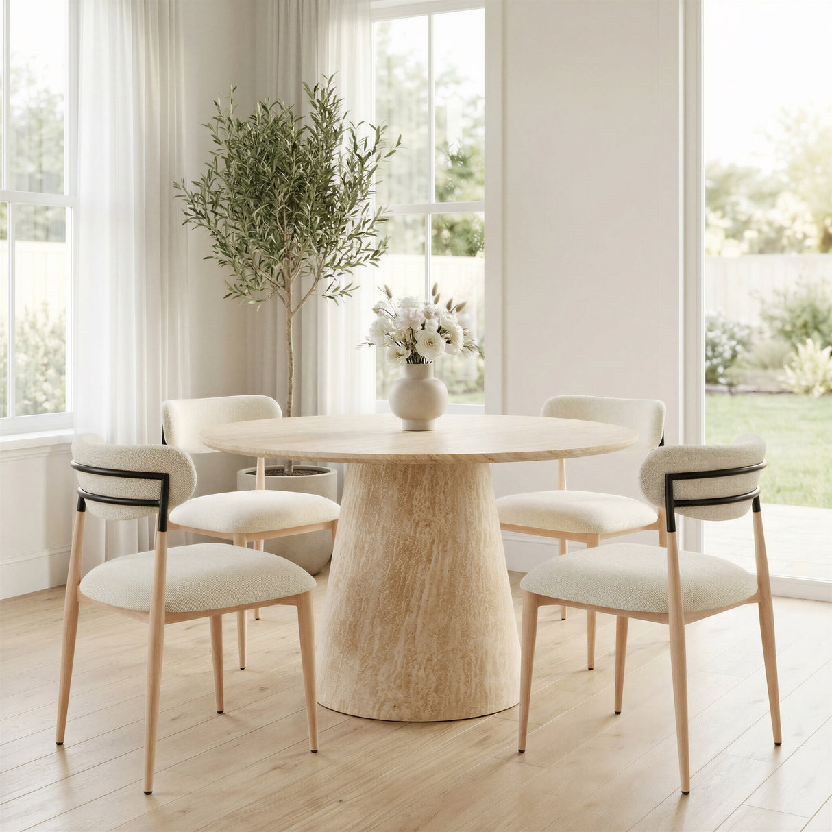 Equinox Oyster Gray & Natural Armless Dining Chair (Set of 2) by Zuomod at Eve Furniture