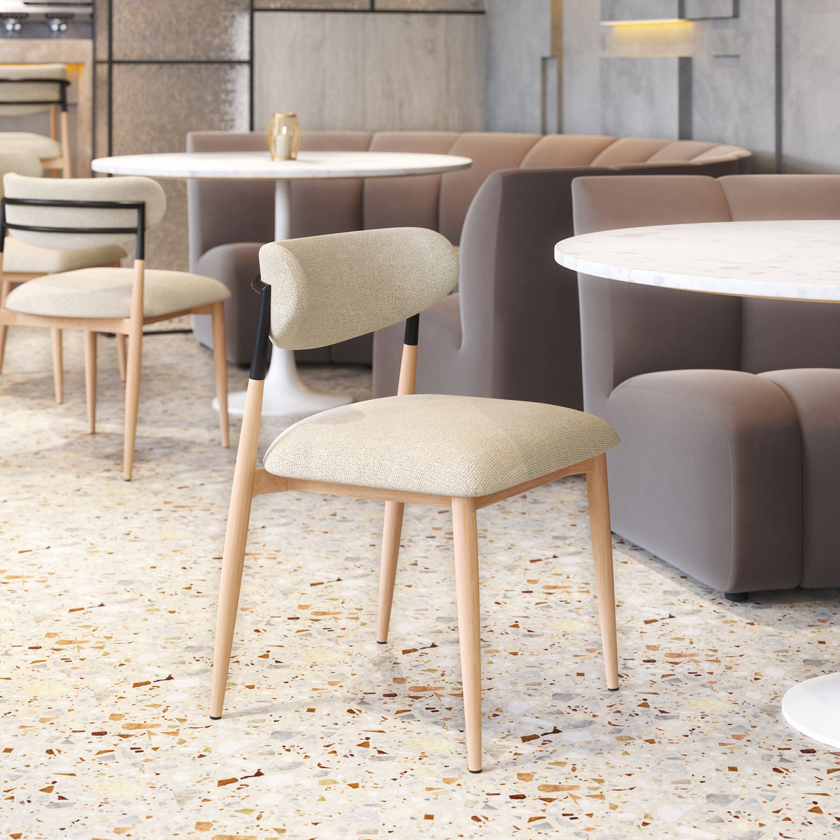 Equinox Oyster Gray & Natural Armless Dining Chair (Set of 2) by Zuomod at Eve Furniture