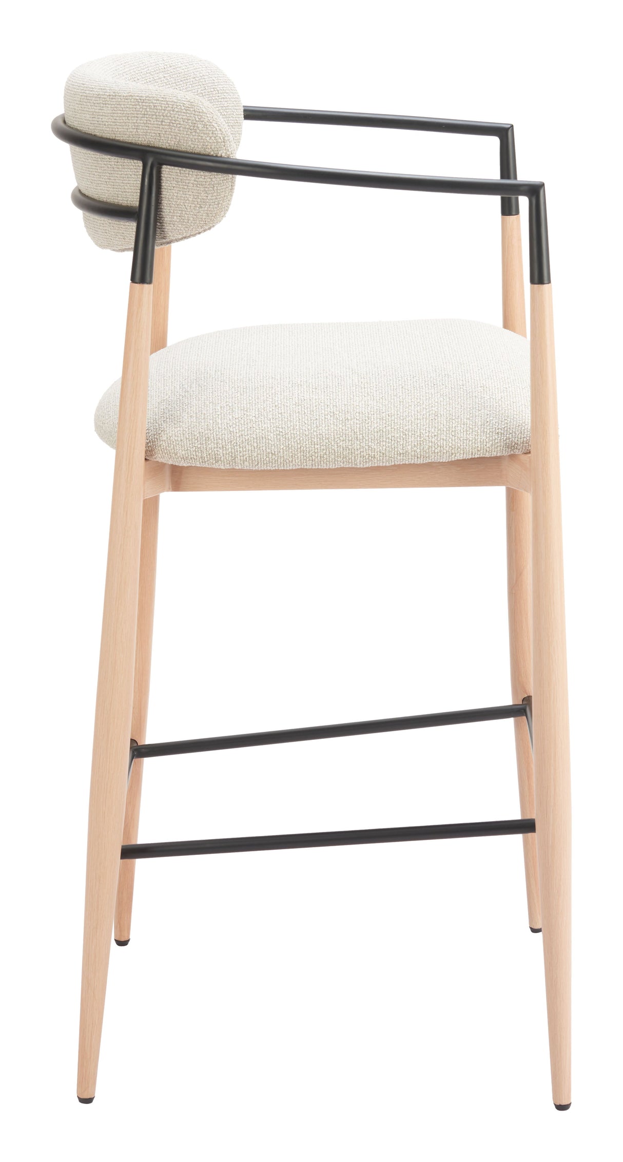 Equinox Oyster Gray & Natural Barstool by Zuomod at Eve Furniture