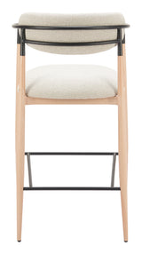Equinox Oyster Gray & Natural Barstool by Zuomod at Eve Furniture