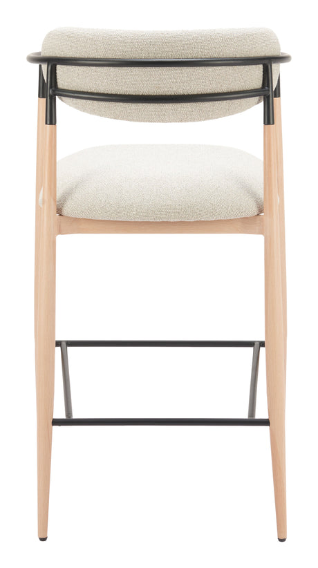 Equinox Oyster Gray & Natural Barstool by Zuomod at Eve Furniture