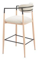 Equinox Oyster Gray & Natural Barstool by Zuomod at Eve Furniture