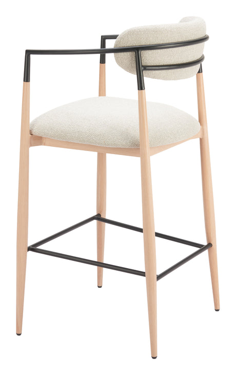 Equinox Oyster Gray & Natural Barstool by Zuomod at Eve Furniture