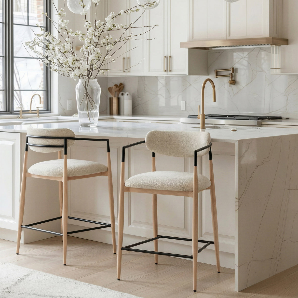 Equinox Oyster Gray & Natural Counter Stool by Zuomod at Eve Furniture