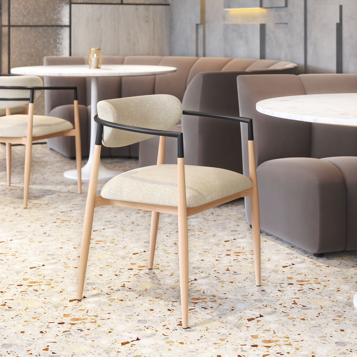 Equinox Oyster Gray & Natural Dining Chair by Zuomod at Eve Furniture