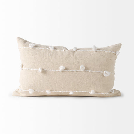 Erica Cream With White Detail Pillow Cover w/Non-Allergen Filler, Set of 2 by Mercana at Eve Furniture