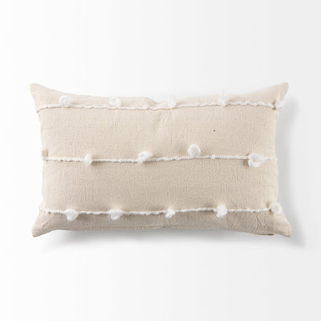 Erica Cream With White Detail Pillow Cover w/Non-Allergen Filler, Set of 2 by Mercana at Eve Furniture