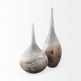 Erie II Tall Two Toned Sky Blue Dark Brown Blown Glass Vase by Mercana at Eve Furniture