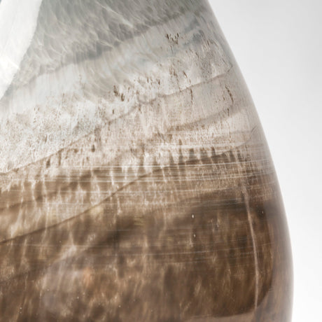 Erie II Tall Two Toned Sky Blue Dark Brown Blown Glass Vase by Mercana at Eve Furniture