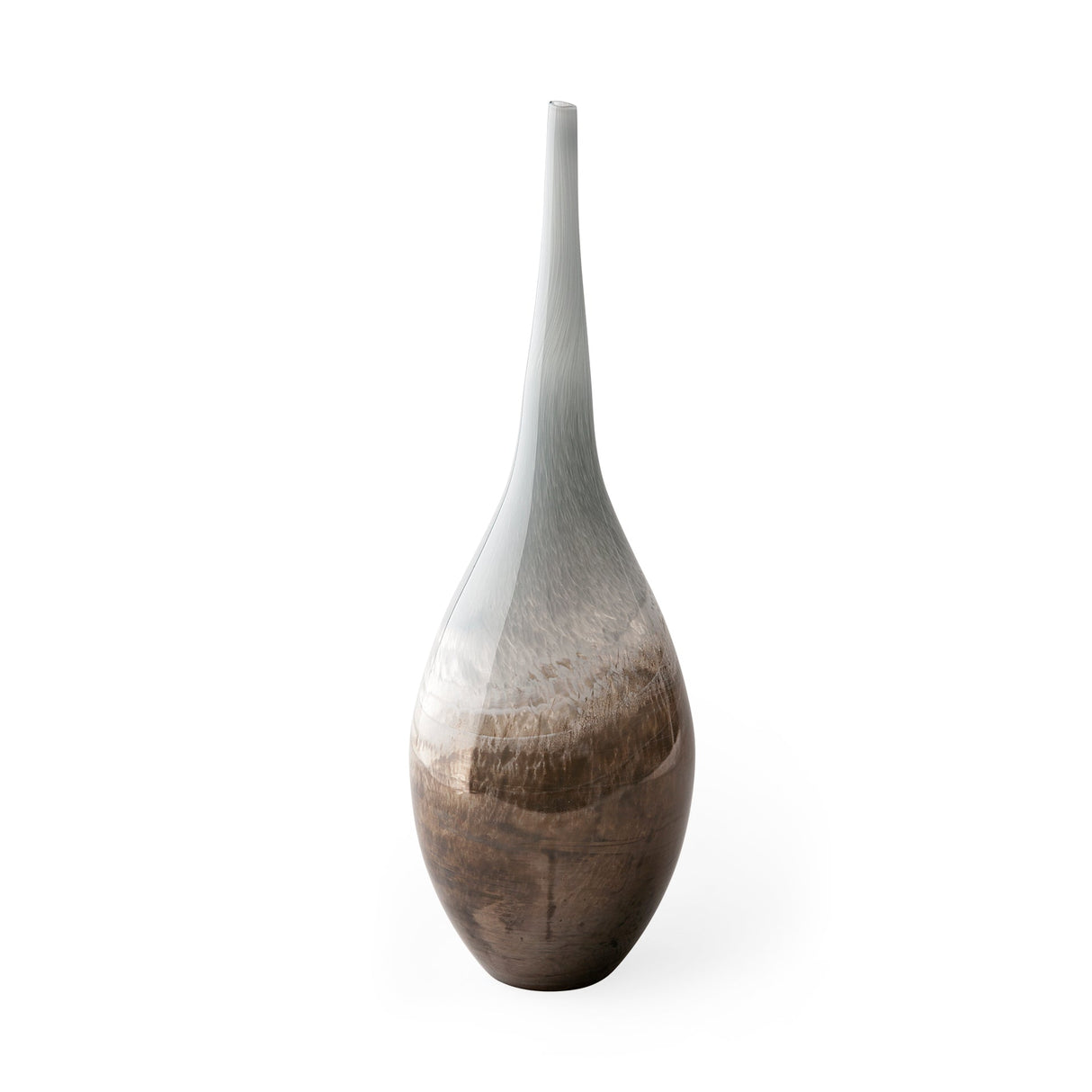 Erie II Tall Two Toned Sky Blue Dark Brown Blown Glass Vase by Mercana at Eve Furniture