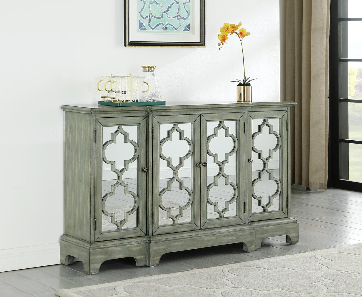 Erigeron Gray 4-Door Accent Cabinet