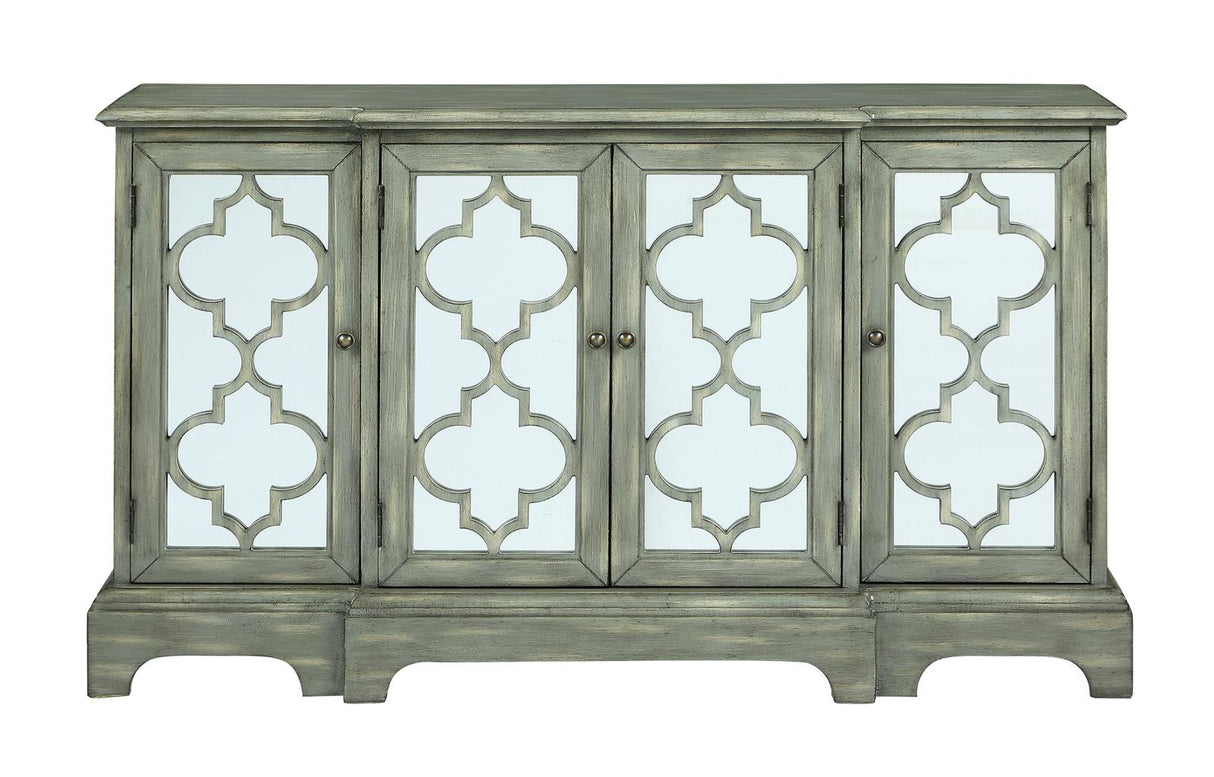 Erigeron Gray 4-Door Accent Cabinet