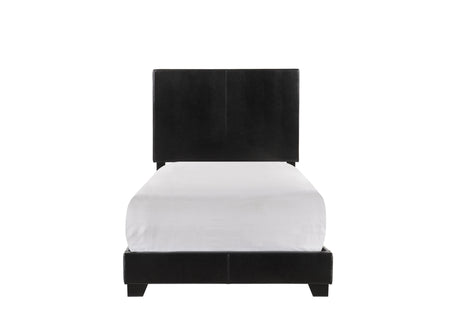 Erin Black PU Leather Twin Upholstered Bed by Crown Mark at Eve Furniture