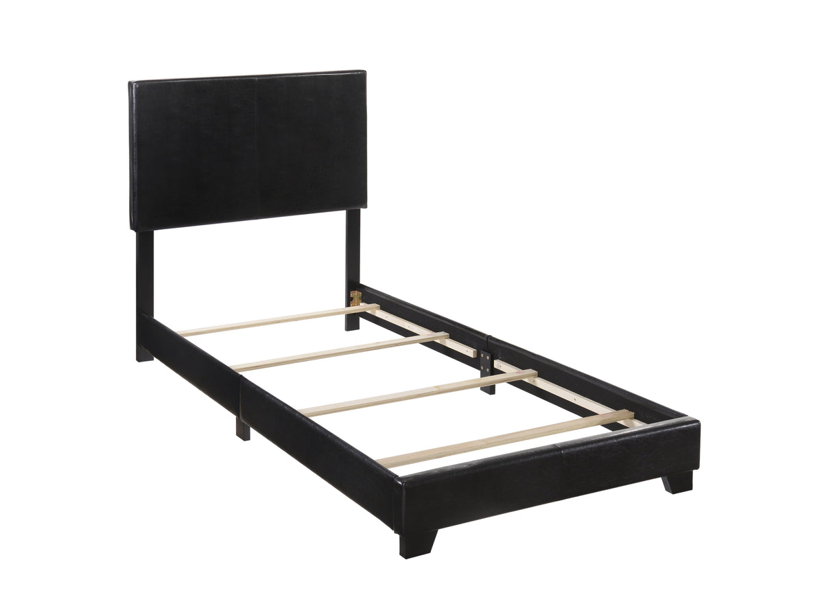 Erin Black PU Leather Twin Upholstered Bed by Crown Mark at Eve Furniture