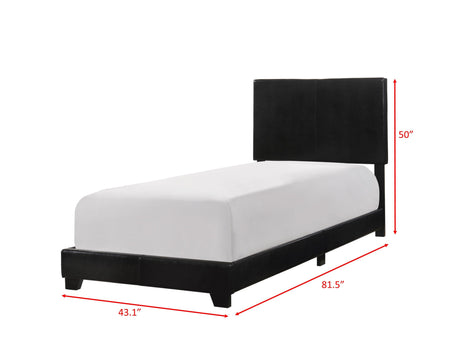 Erin Black PU Leather Twin Upholstered Bed by Crown Mark at Eve Furniture