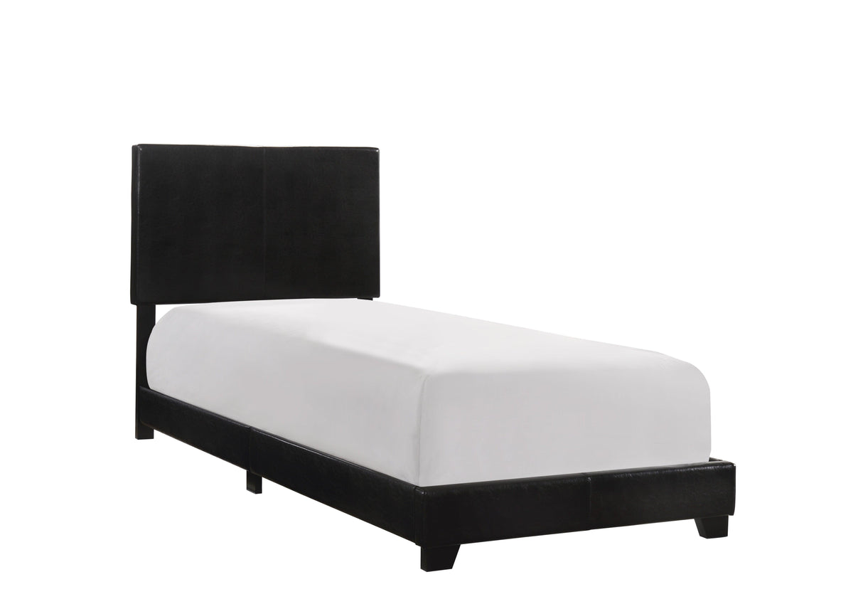 Erin Black PU Leather Twin Upholstered Bed by Crown Mark at Eve Furniture