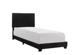 Erin Black PU Leather Twin Upholstered Bed by Crown Mark at Eve Furniture