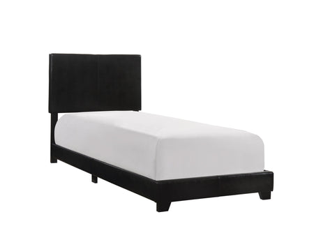 Erin Black PU Leather Twin Upholstered Bed by Crown Mark at Eve Furniture