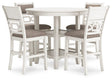 Erinberg Antique White Counter Height Dining Table and 4 Barstools by Ashley at Eve Furniture