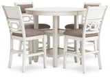 Erinberg Antique White Counter Height Dining Table and 4 Barstools by Ashley at Eve Furniture