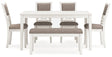 Erinberg Antique White Dining Table and 4 Chairs and Bench by Ashley at Eve Furniture