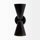 Eris II Black Metal w/Gold Accent Double-Cone Wall Sconce by Mercana at Eve Furniture