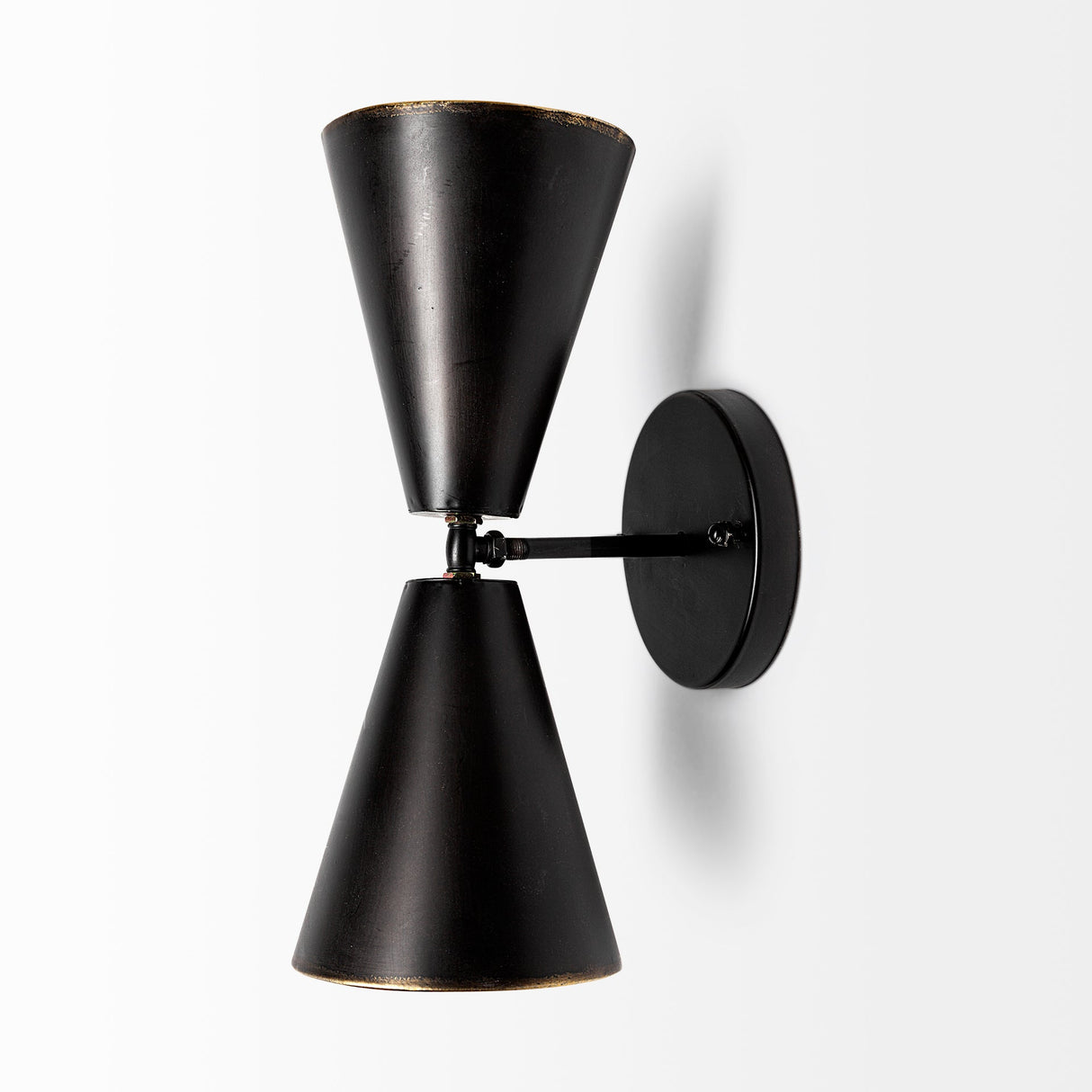 Eris II Black Metal w/Gold Accent Double-Cone Wall Sconce by Mercana at Eve Furniture