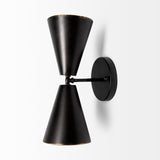 Eris II Black Metal w/Gold Accent Double-Cone Wall Sconce by Mercana at Eve Furniture