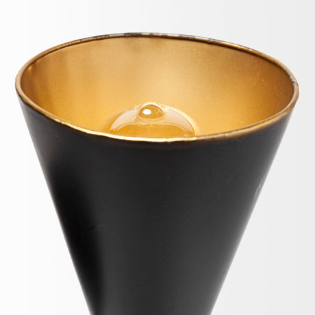 Eris II Black Metal w/Gold Accent Double-Cone Wall Sconce by Mercana at Eve Furniture