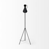 Eris III Black/Brass Metal Cone Shade Floor Lamp by Mercana at Eve Furniture